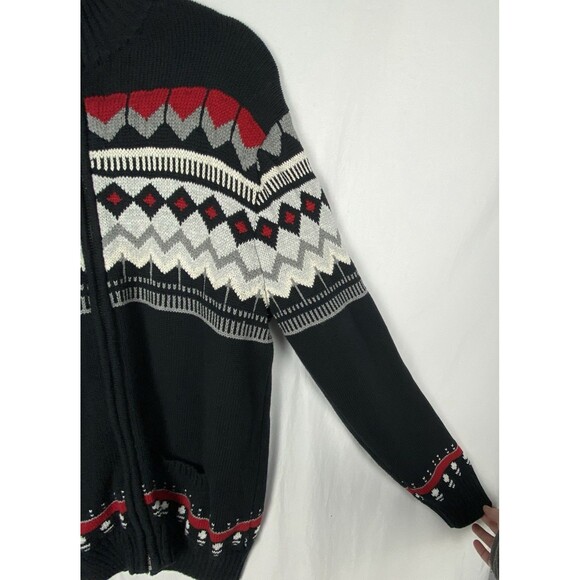 CHAPS Ralph Lauren Cardigan Sweater Mens L Fair Isle Full Zip Mock Neck Nordic - Picture 4 of 11